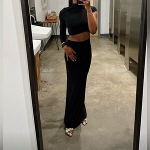 Black Slinky One Shoulder Cut Out Maxi Dress
